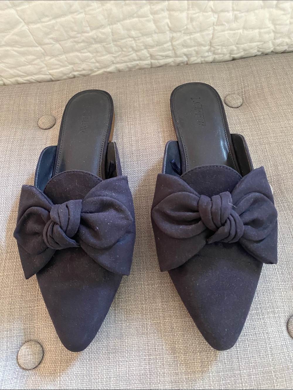 J. Crew Black Pointed-Toe Bow flat shoes